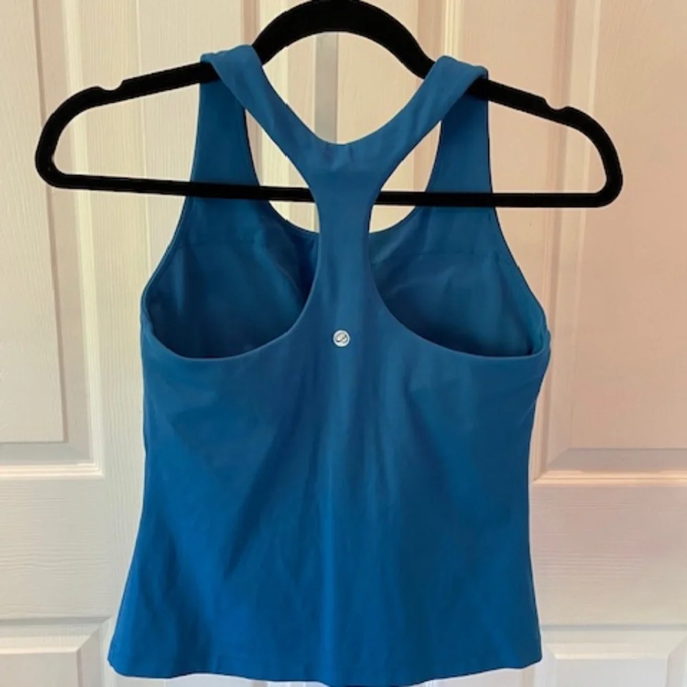 CRZ YOGA Crop Tank, Built in Bra, Teal, Size XS - Picture 2 of 3